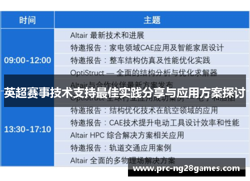 英超赛事技术支持最佳实践分享与应用方案探讨
